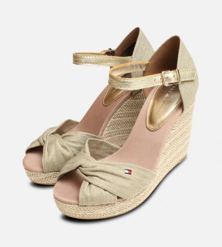 Metallic Sand Canvas Tommy Hilfiger Elena Platform Sandal