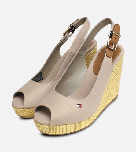 Tommy Hilfiger Womens Elena Wedge Sandals in Stone