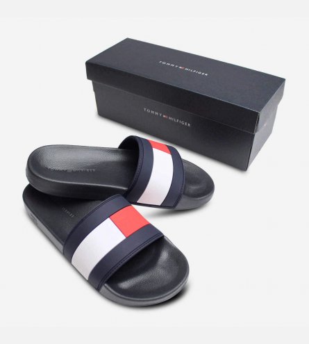 Tommy Hilfiger Mens Iconic Red White & Blue Pool Sliders