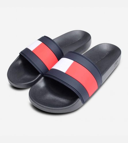 Tommy Hilfiger Mens Iconic Red White & Blue Pool Sliders