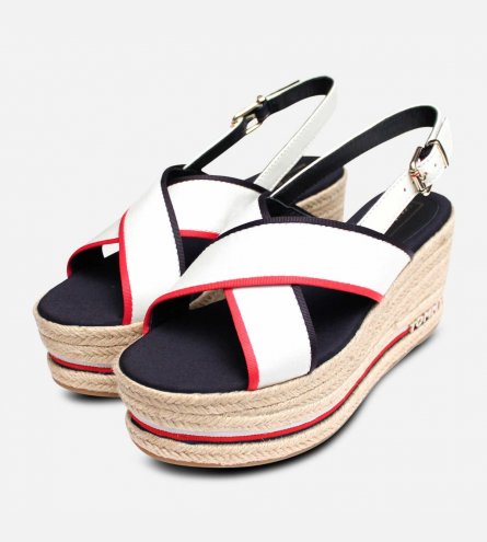 Tommy Hilfiger Designer Flatform Sandals in Red White & Blue