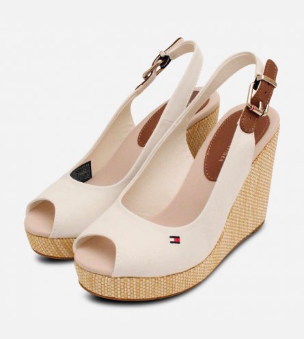 Tommy Hilfiger White Elena Slingback Wedge Sandals