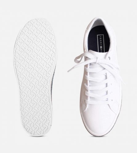 Tommy Hilfiger Jeweled Sparkle Sneakers in White Leather