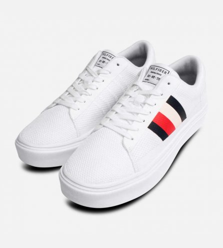 Tommy Hilfiger Knitted White Designer Lightweight Trainers