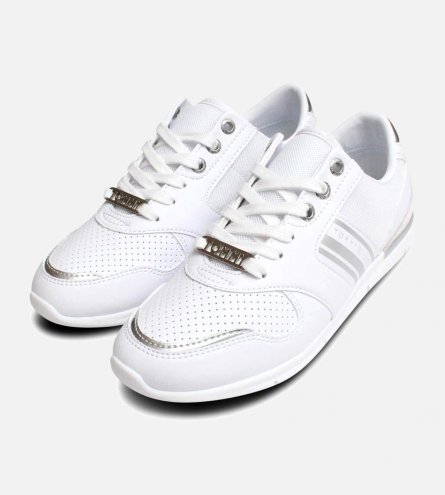 Designer Lightweight Tommy Hilfiger White Metallic Sneaker