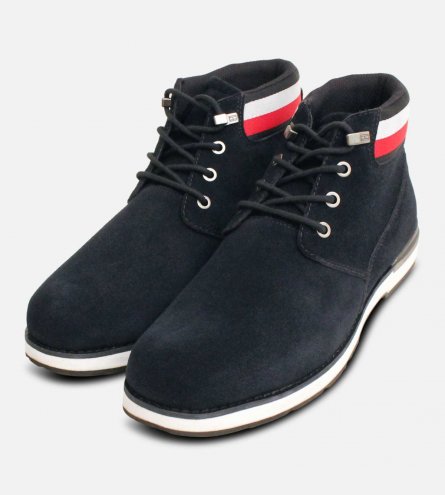 Tommy Hilfiger Navy Blue Suede Iconic Chukka Boots