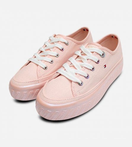 Tommy Hilfiger Flatform Detail Sneakers in Pink Canvas