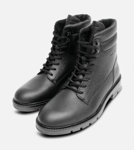 Tommy Hilfiger All Black Warm Commander Lace Up Boots