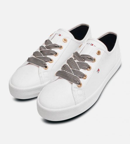 Tommy Hilfiger White Canvas Nautical Style Sneaker Shoe