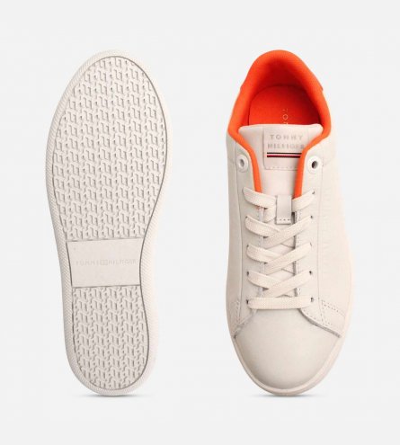 Tommy Hilfiger Premium Leather Sneakers with Coral Heel