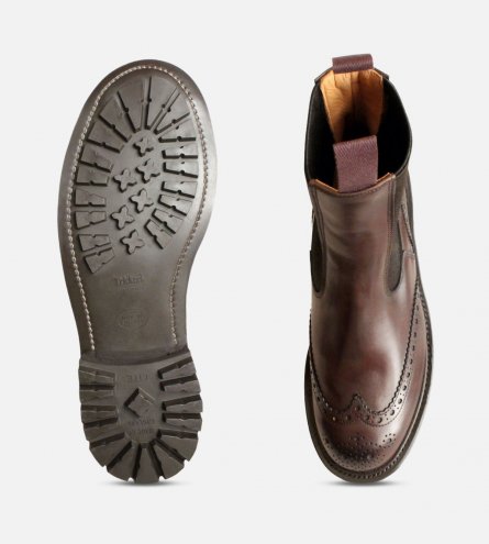 Trickers Espresso Brown Brogue Chelsea Boots Silvia