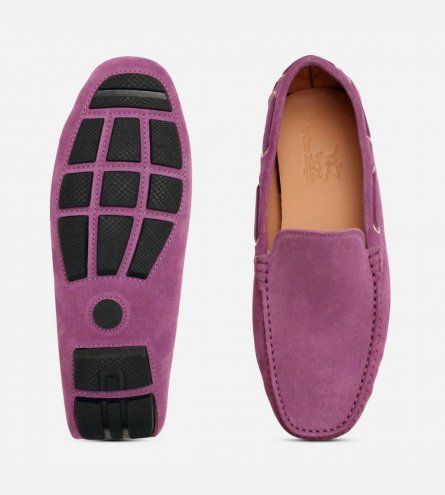 Mens Violet Purple Suede Italian Driving Shoe Moccasins