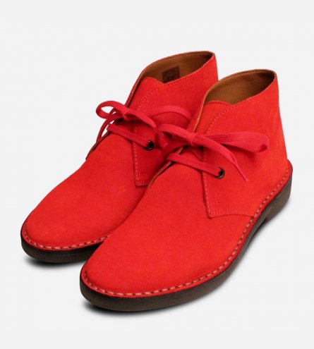 Berry Red Suede Womens Italian Desert Boots