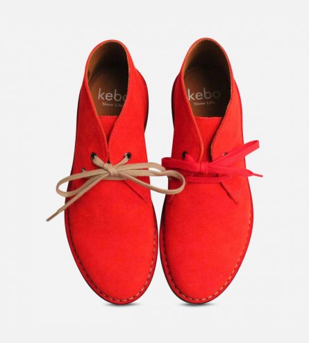 Berry Red Suede Womens Italian Desert Boots