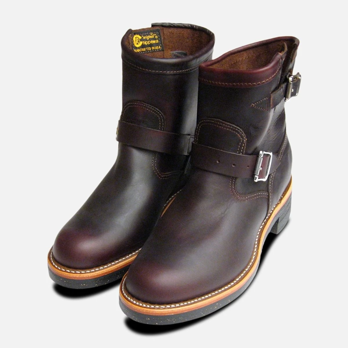 Chippewa Cordovan Oxblood Mens Logger Boots with Vibram Sole