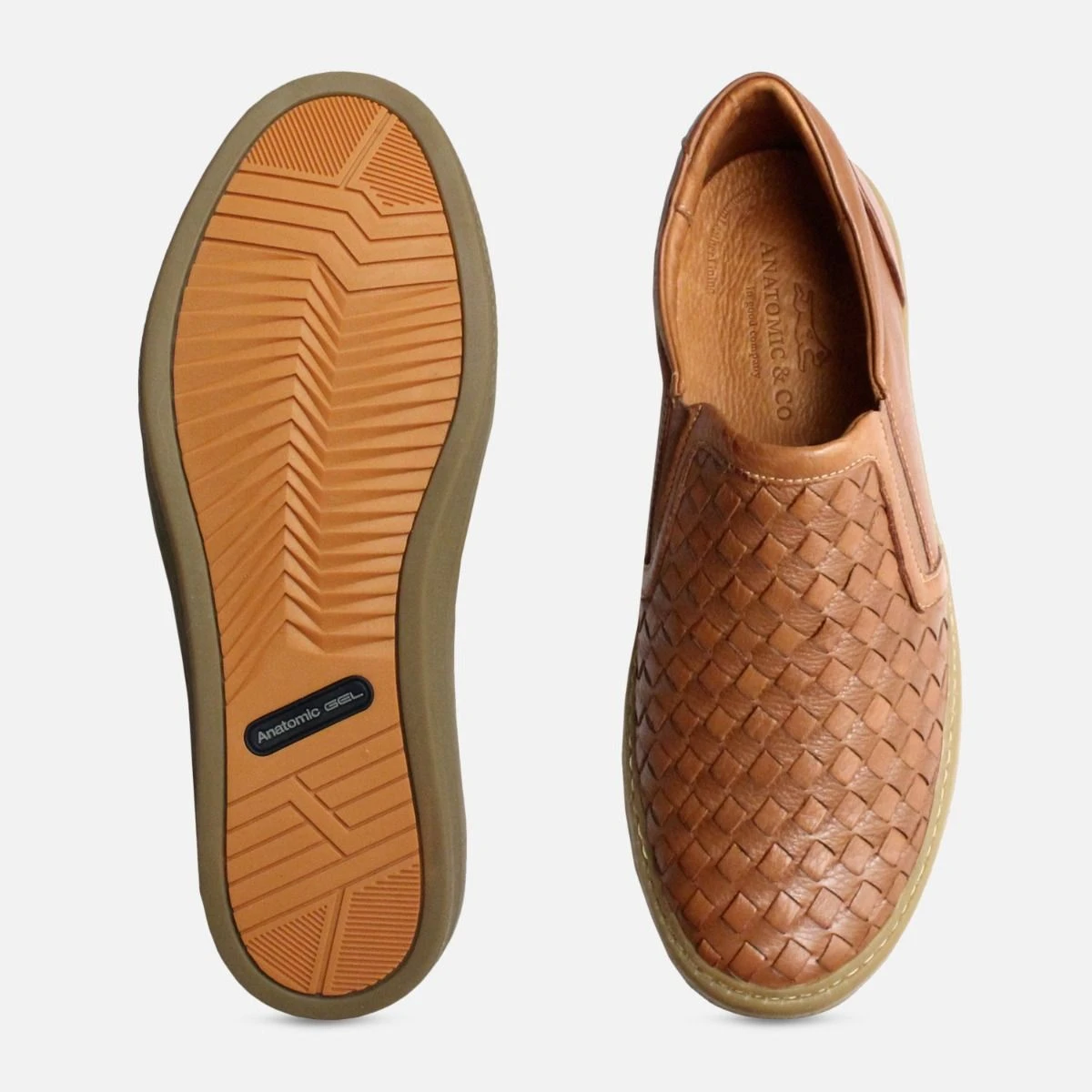 Brown Weave Loafers for Men by Anatomic Shoes display picture 2