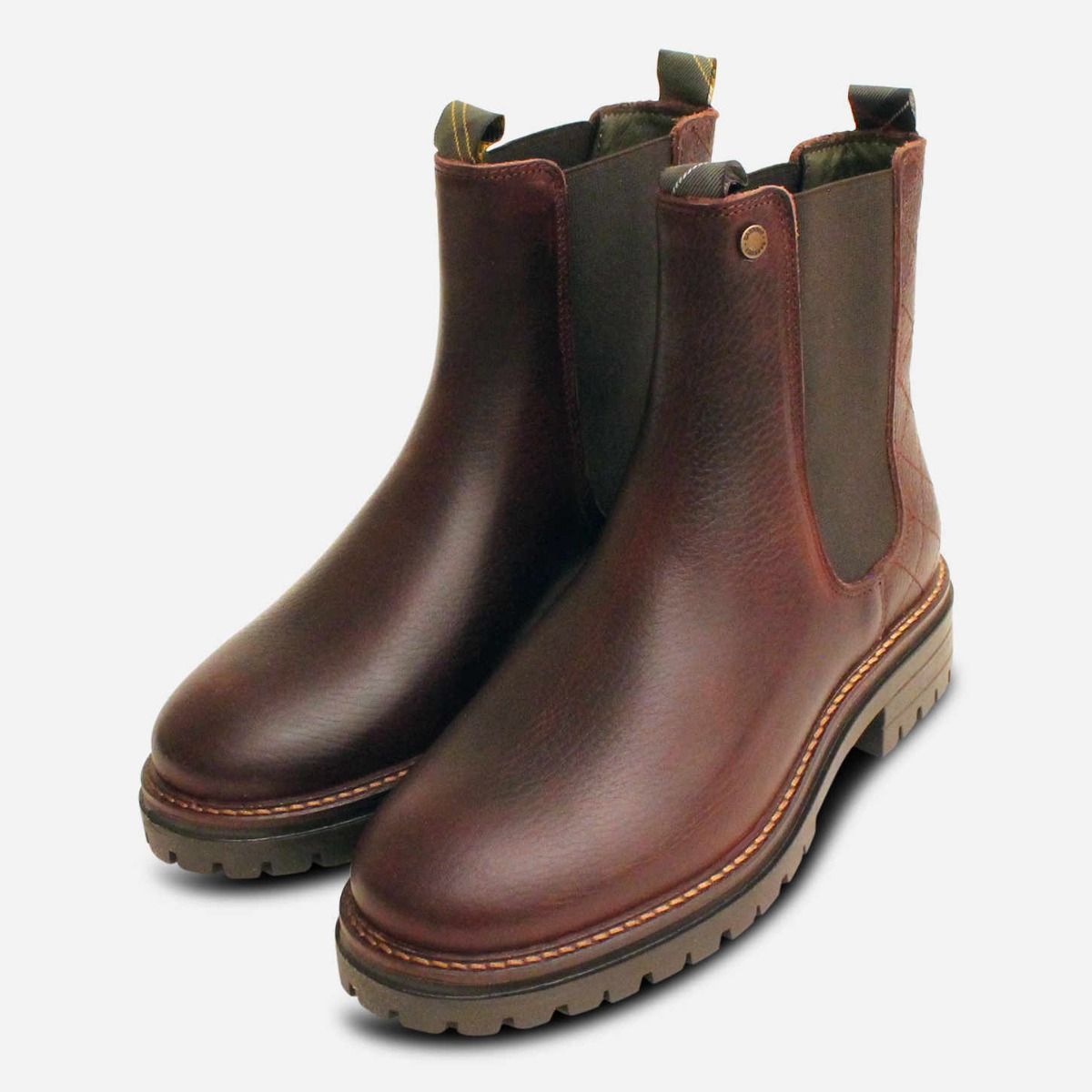 Barbour Mens 7 Evie‎ Leather Chelsea Boots Brown Lug Sole Quilted Rugged Outdoor BARBOUR: Evie (Brown) | The Whitby Cobbler main image 3