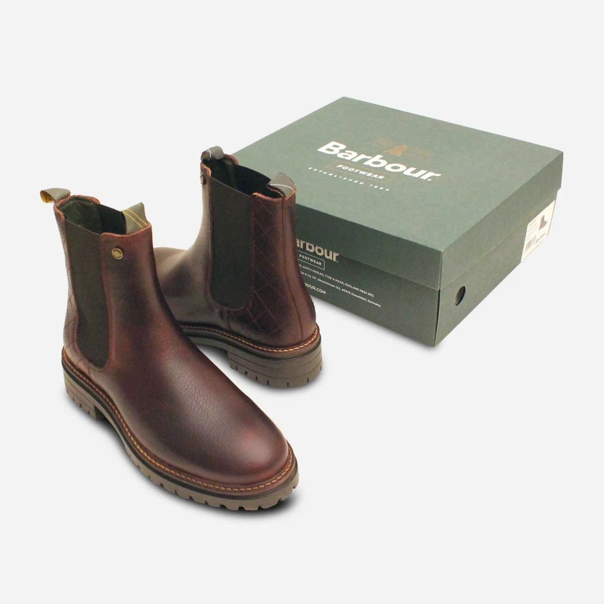 Barbour Designer Ladies Slip On Chelsea Boots in Brown display picture 2
