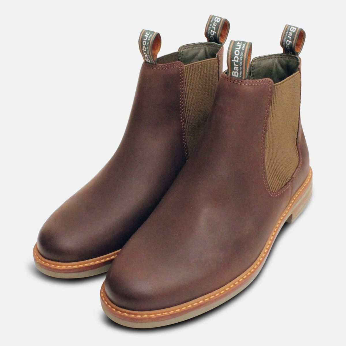 Barbour Dark Brown Farsley Mens Slip On Chelsea Boots display picture 3