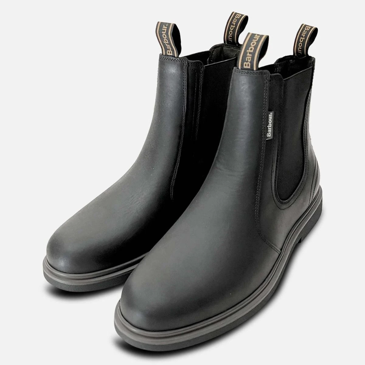 Barbour Black Waxy Leather Hale II Chelsea Boots for Men