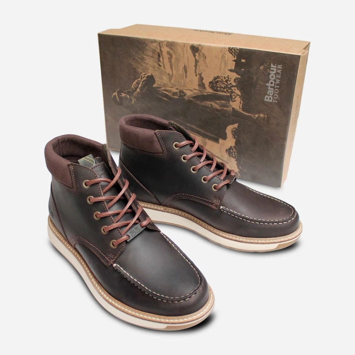 Barbour Mens Dark Brown Waxy Urban Trekking Boots display picture 1