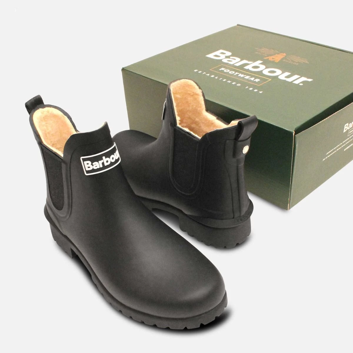 Barbour Black Chelsea-Style Rain & Snow Boots with Plaid Lining Snow Boots For Stylish Waterproof Shoes Men's Barbour  main image 2