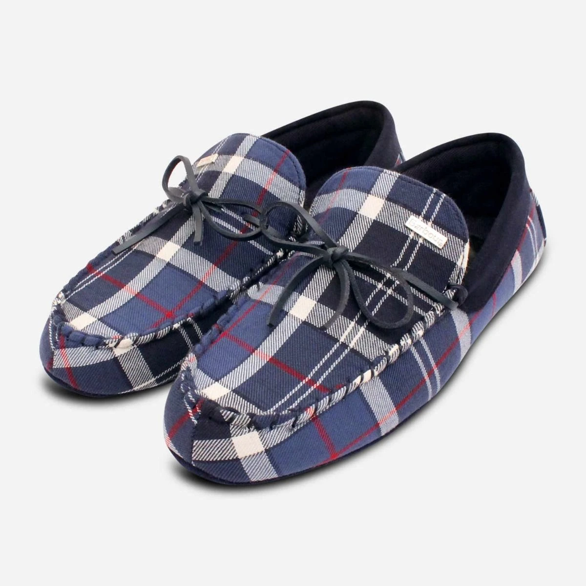 Barbour Mens Blue Tartan Luxury Moccasin Slippers