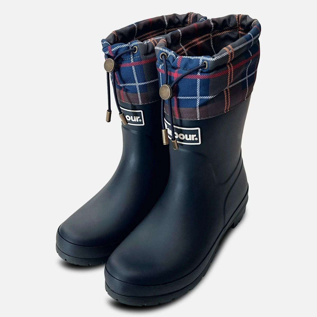 Barbour Womens Navy Blue Tartan Mowbray Waterproof Wellies