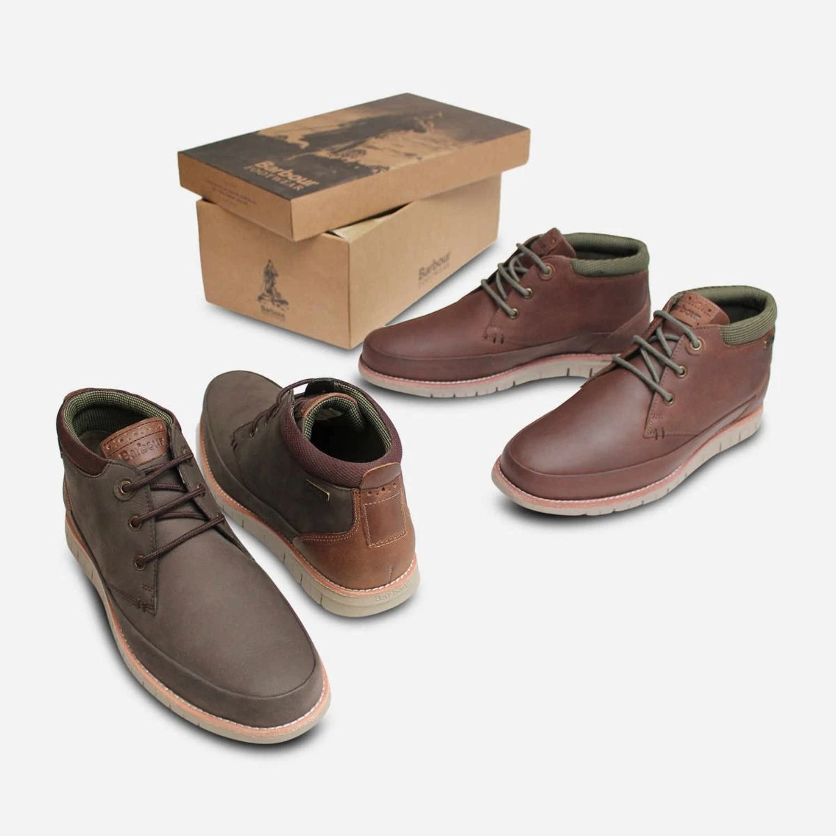 Born Nelson Chukka Ankle Boots Barbour Nelson III Lightweight Casual Boots in Choco main image 3