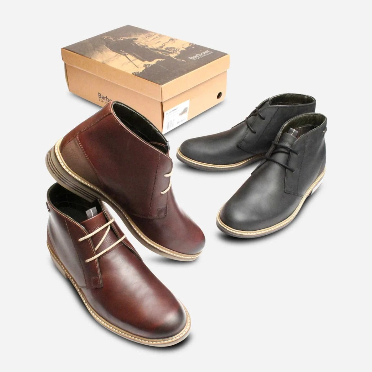 Barbour Readhead Chukka Boots – Chocolate Brown Leather – Plaid Lining – Men\'s 8 Men main image 2