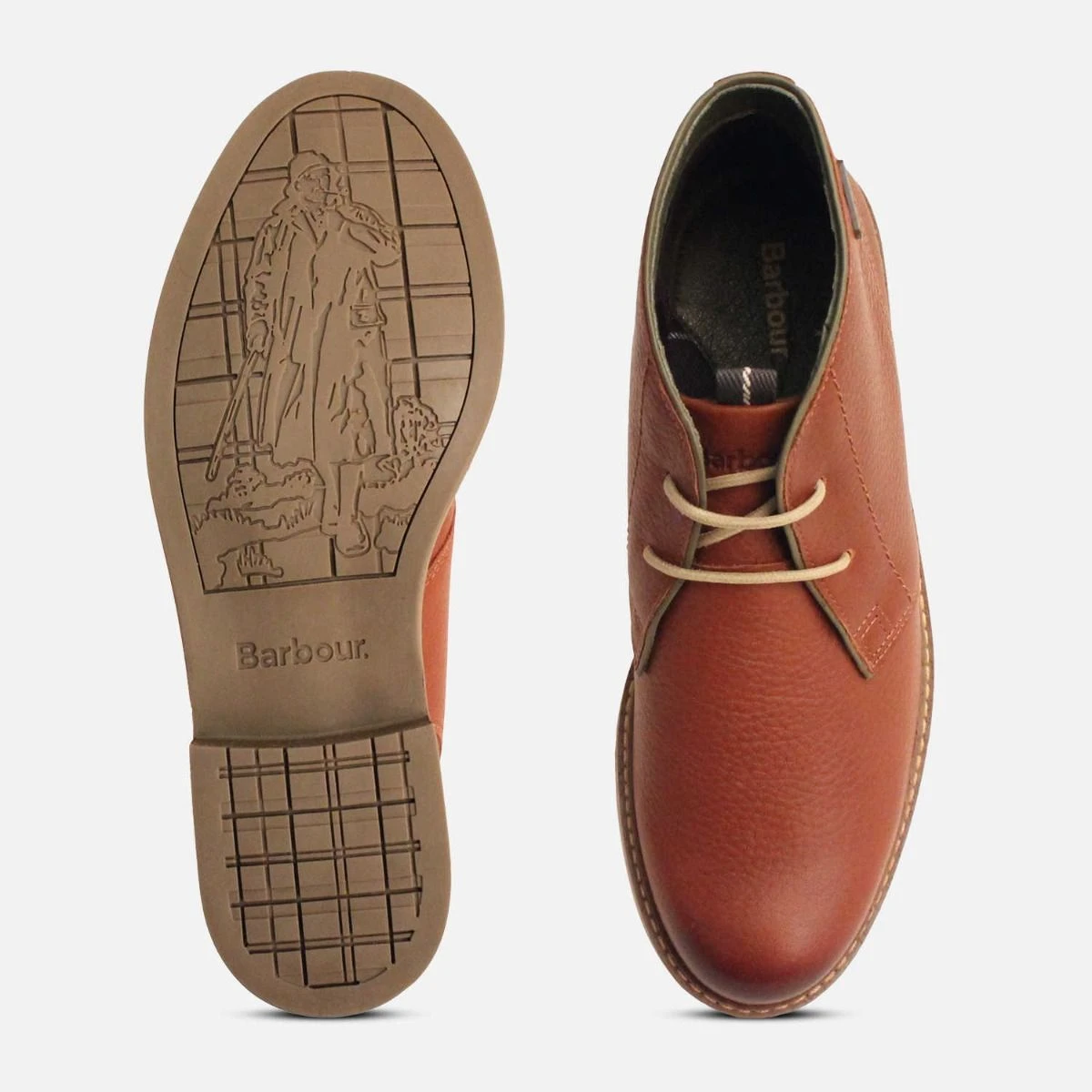 Barbour Readhead Lace Up Chukka Boot in Cognac Brown display picture 2