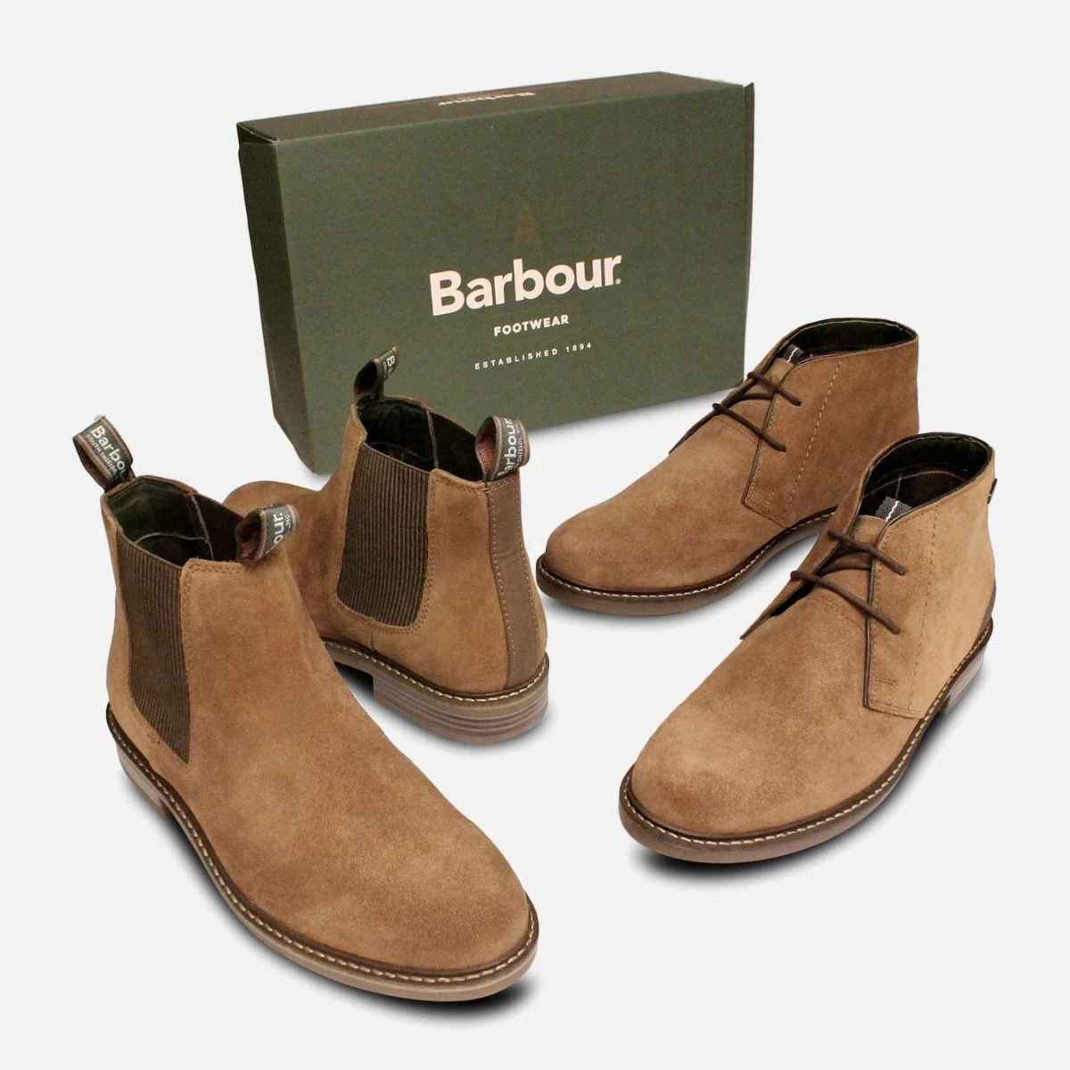 Stafford Men\'s Taupe Suede Chukka Boots with Dark Laces Austin Suede | Gordon Rush main image 2