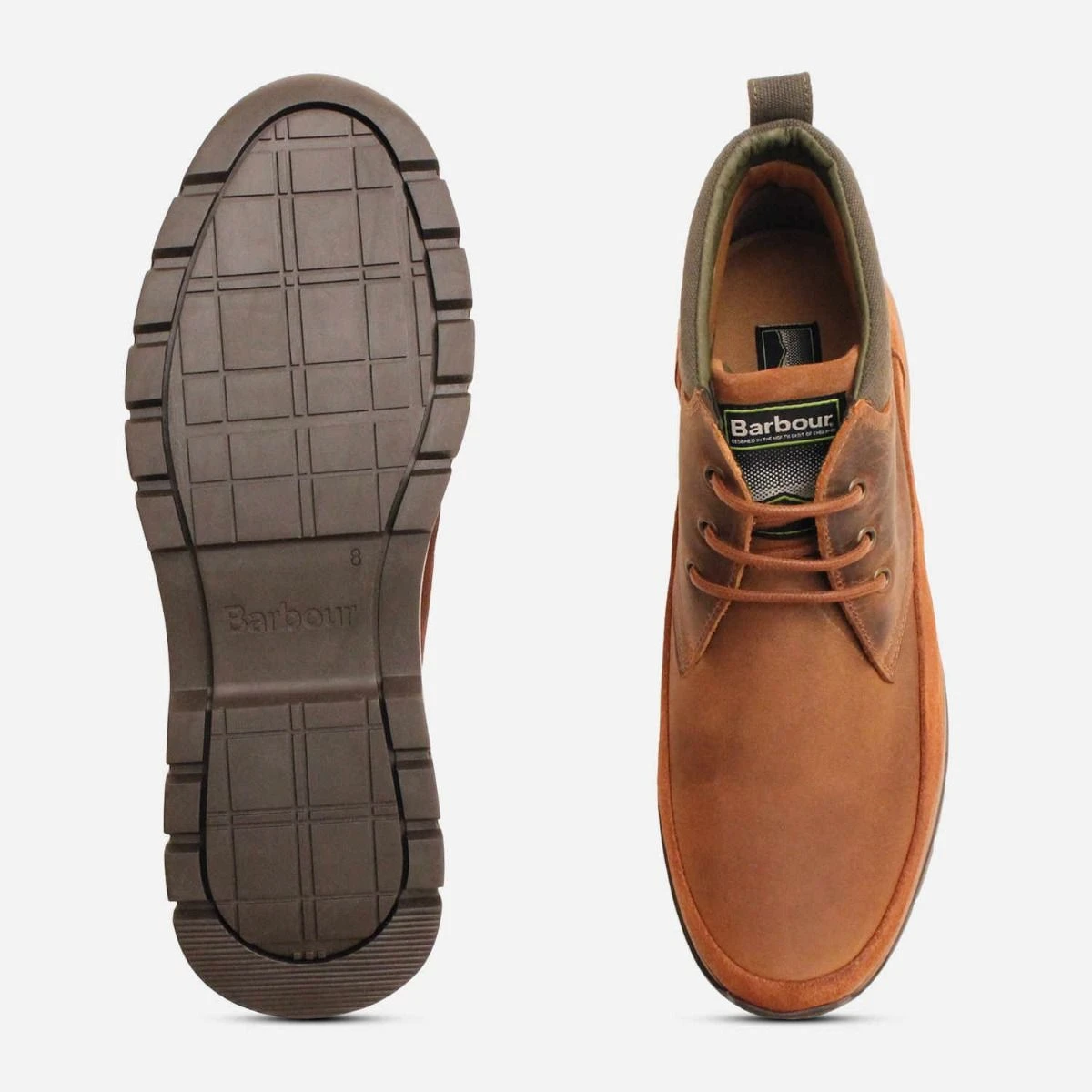Barbour Mens Tan Brown Designer Lace Up Walking Boots