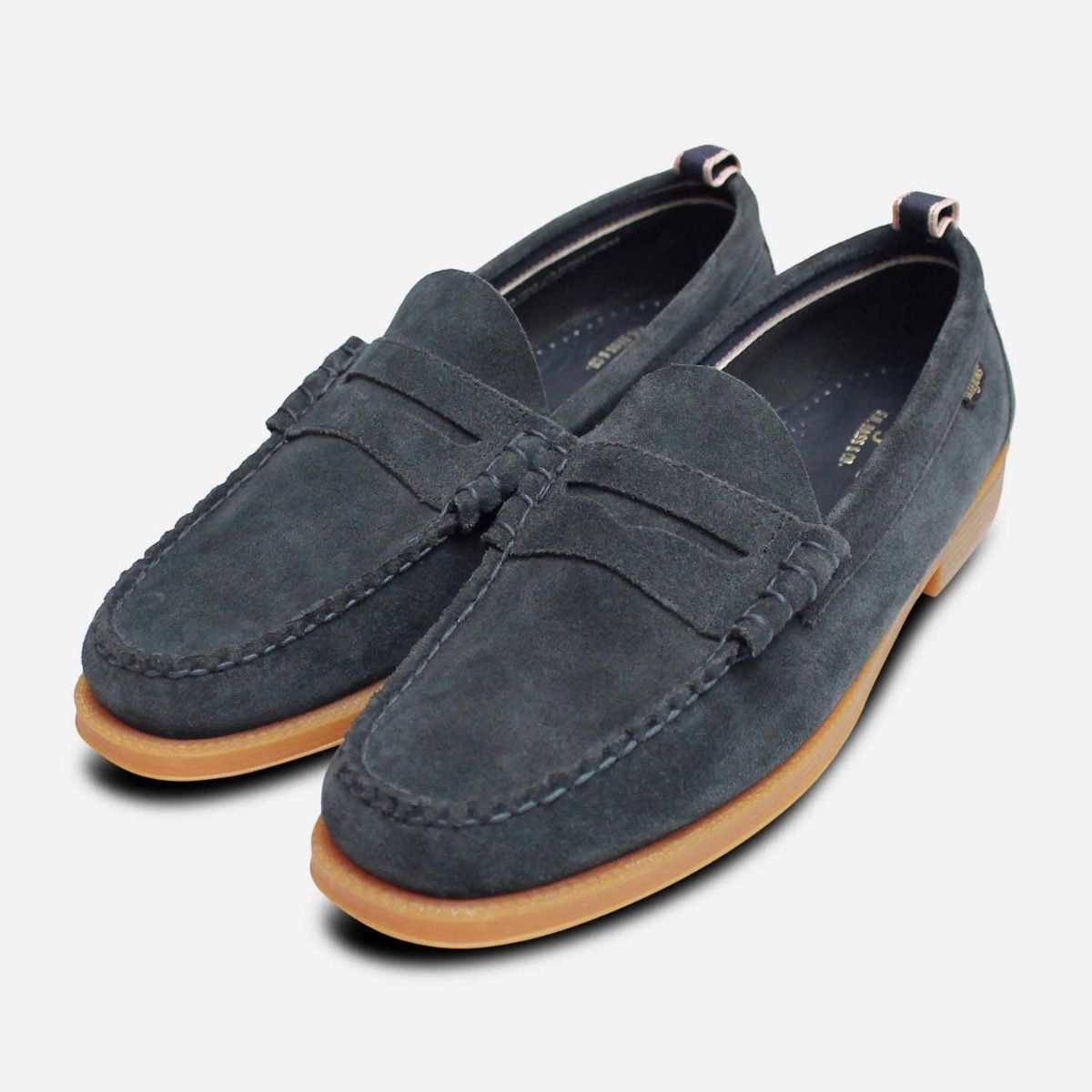 Bass Weejuns Jeans Blue Suede Leather Larson Loafers