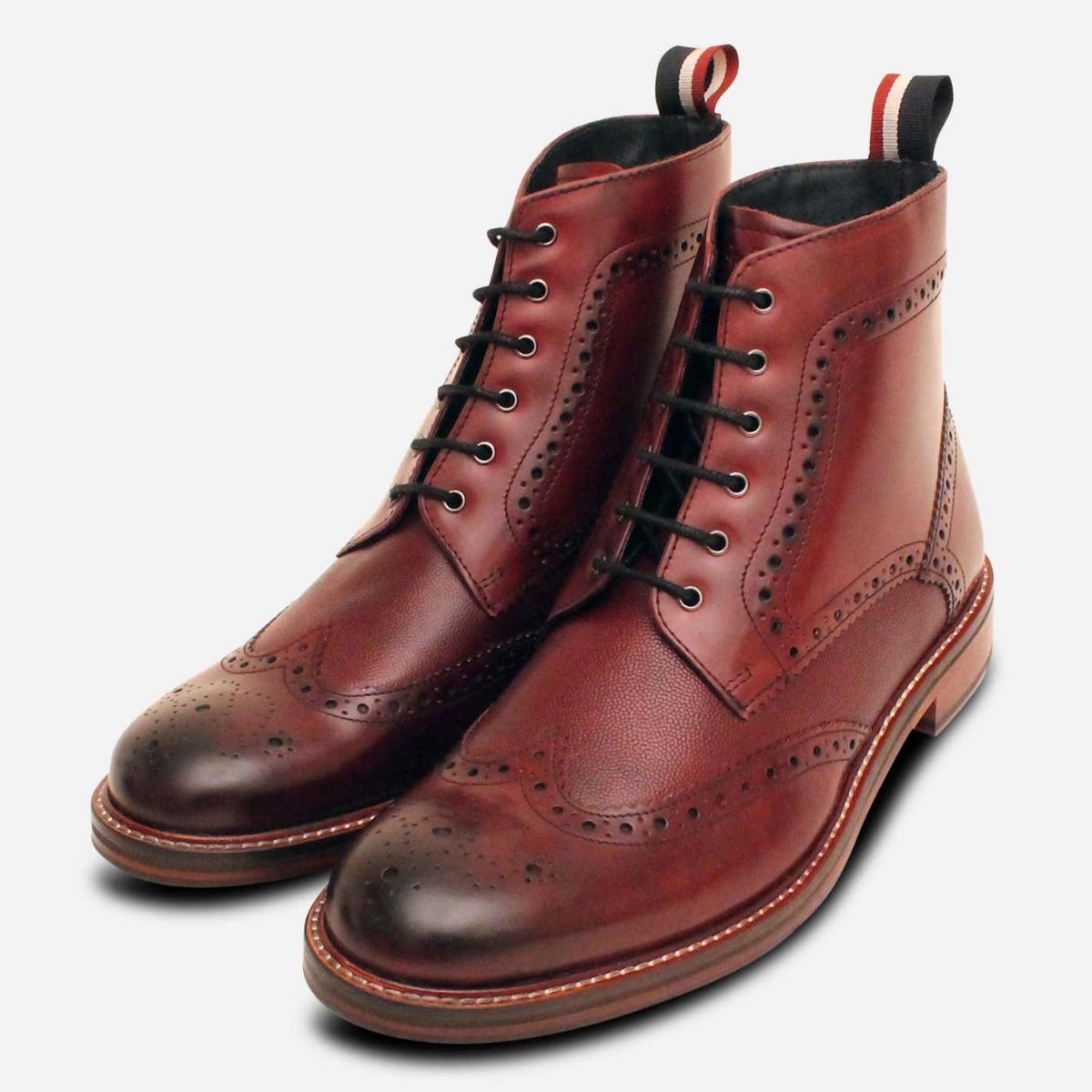 Oxblood Wingtip Sherman Premium Wingtip Brogue Boot display picture 1