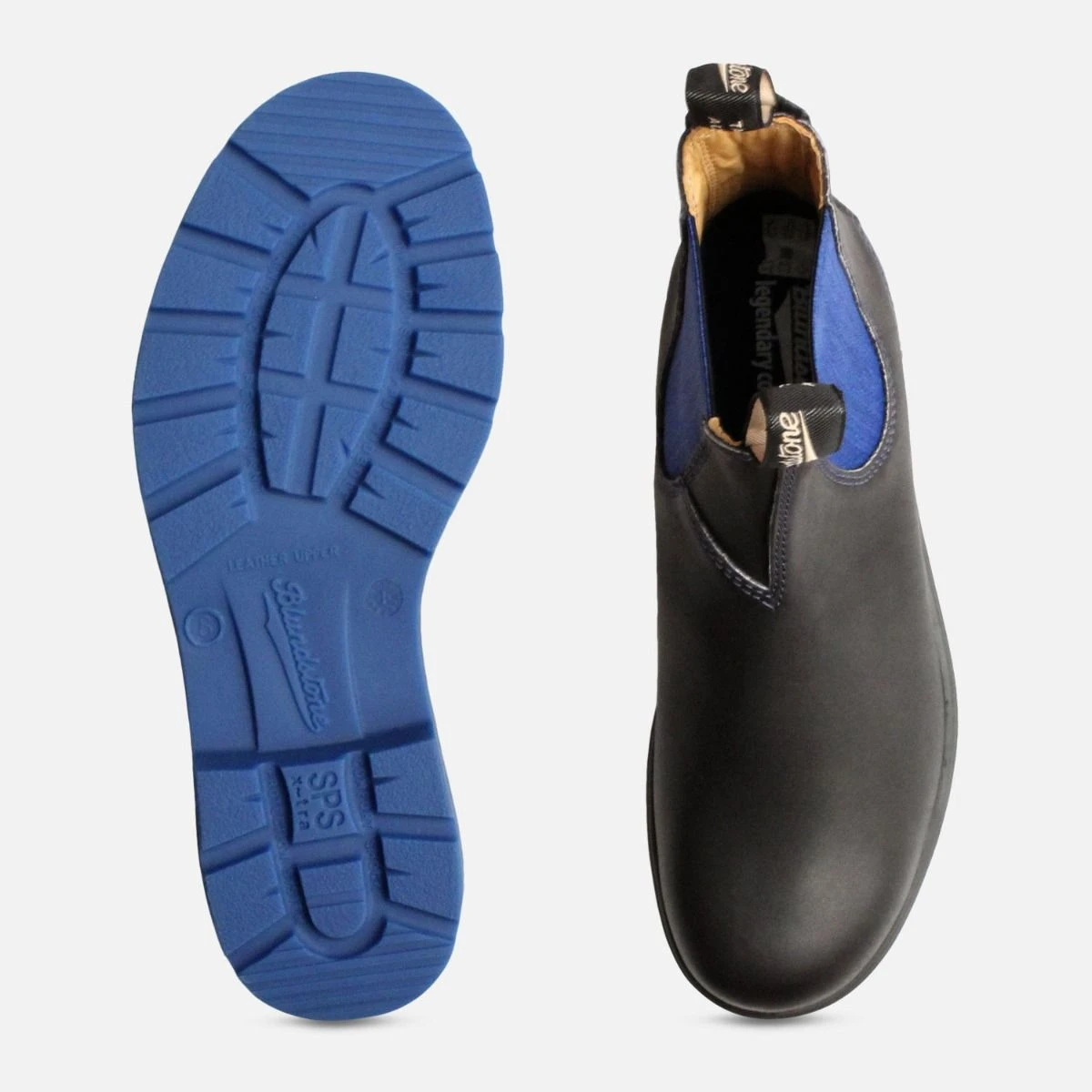 Blundstone Black Leather Chelsea Chukka Boots with Blue Pull Tabs Black & Blue Mens Blundstone Chelsea Boots main image 3