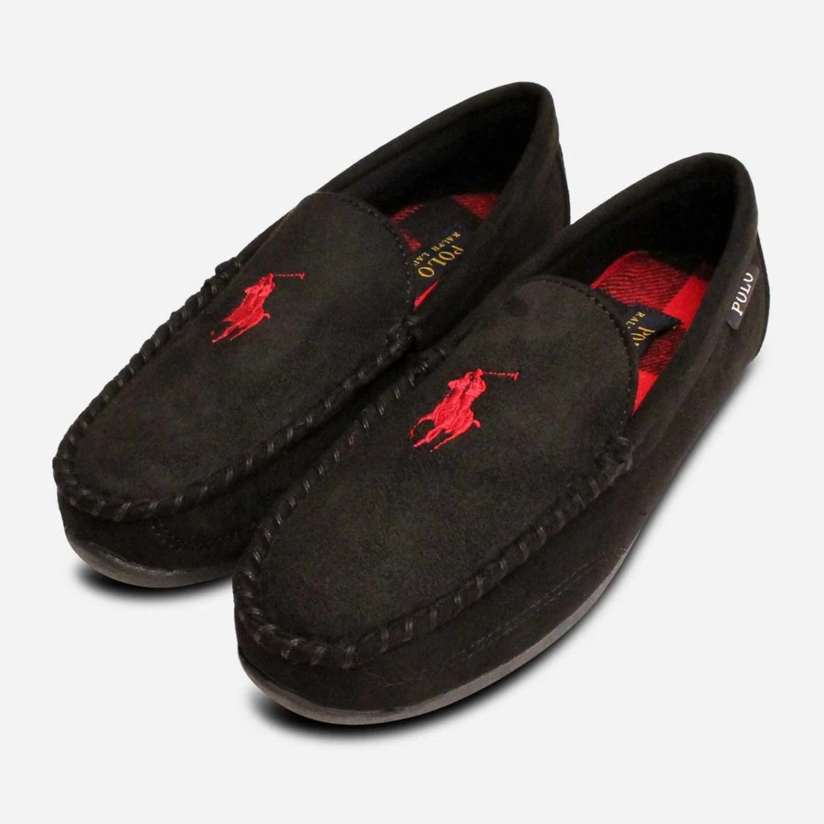 Ralph Lauren Declan II Black with Red Luxury Slippers display picture 3