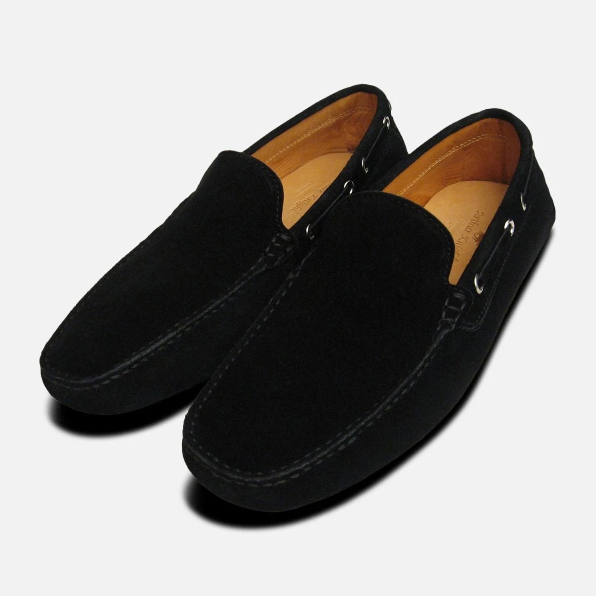 Mens Black Suede Italian Driving Shoe Moccasins