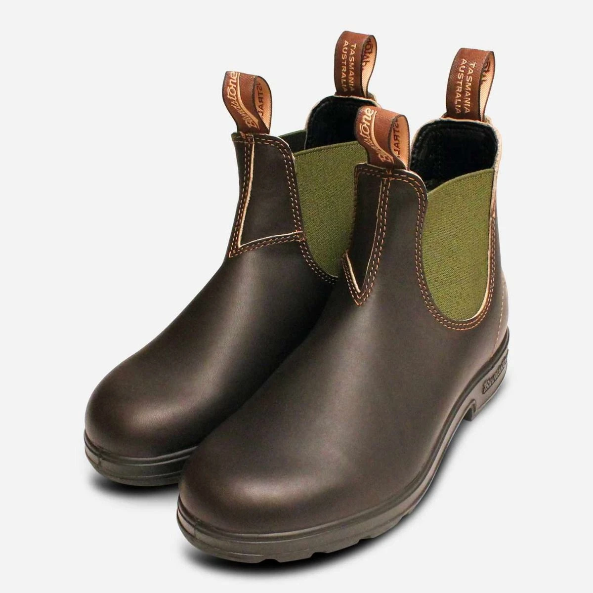 Blundstone Brown 519 Chelsea Boots with Olive Elastic display picture 3