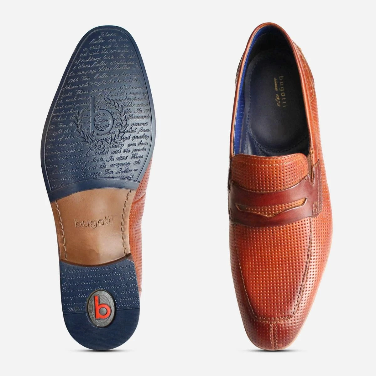 Designer Bugatti Mens Penny Loafers in Brown