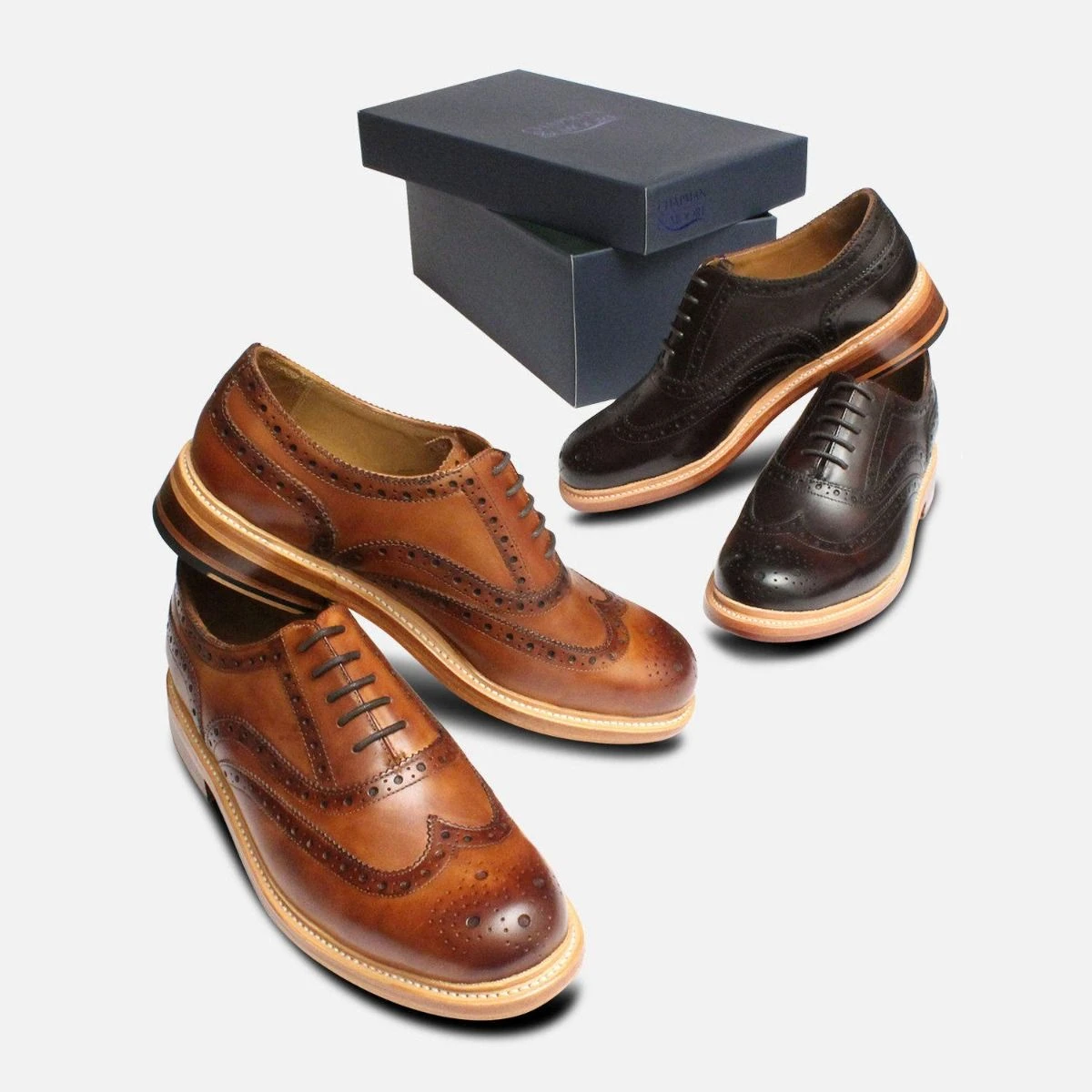 Chapman & Moore Tan Leather Oxford Brogue Mens UK 8/ US9 Preppy Business Casual brown-leather-chapman-moore-  main image 2