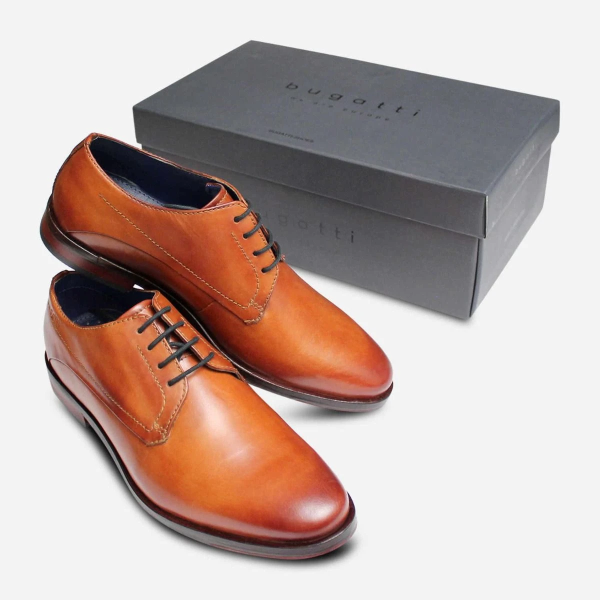 Bugatti Mens Formal Lace Up Shoes in Cognac Brown
