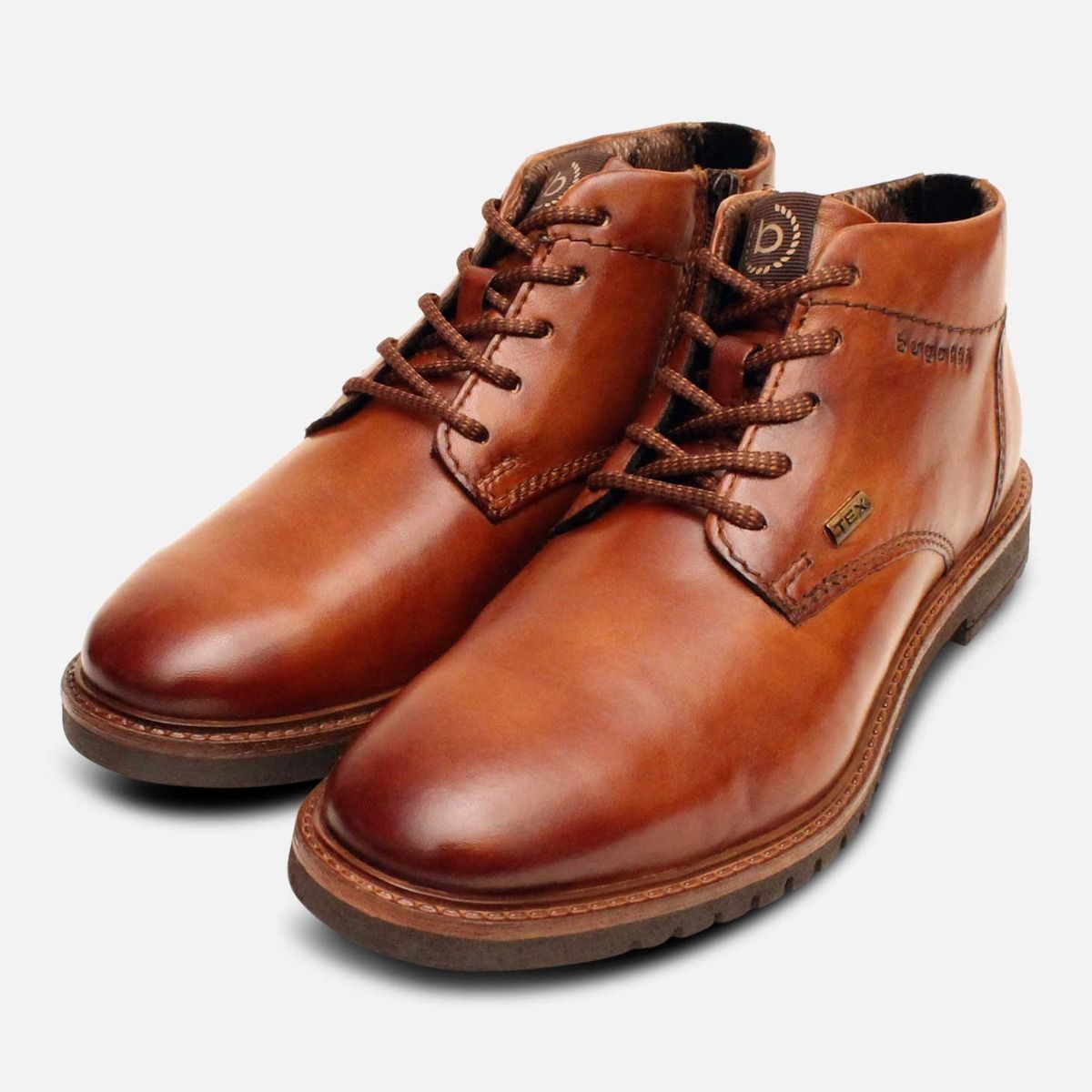 BUGATTI Ankle Boots Brown Leather Mens Size 8 US Size 41 Bugatti Light Brown Wingtip Mens Side Zip Designer Boots main image 3