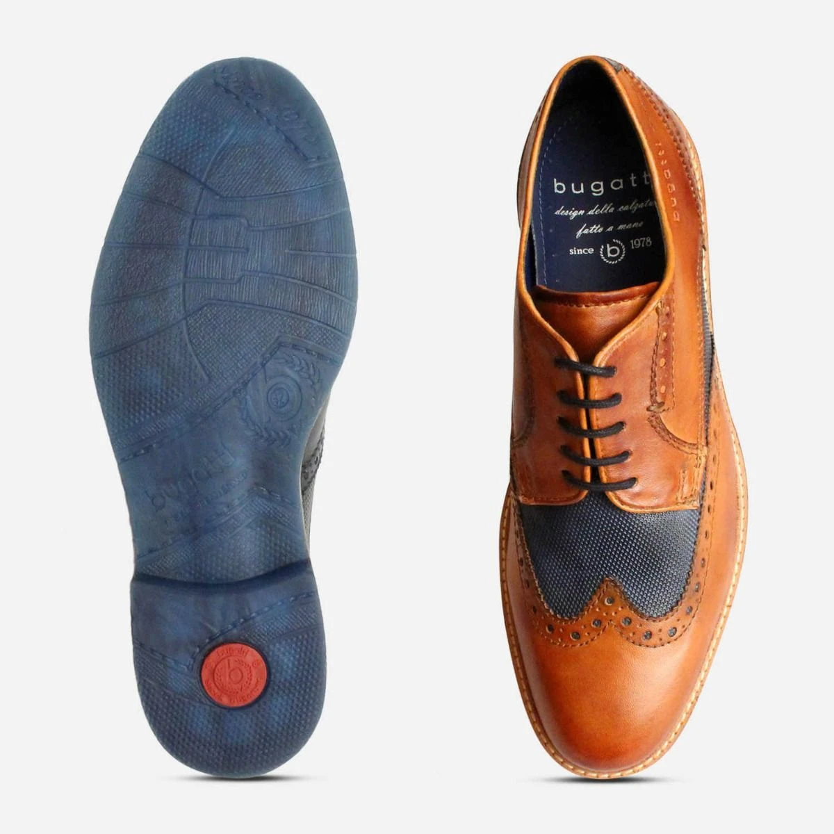 Bugatti Two Tone Spectator Shoes in Tan & Navy display picture 1