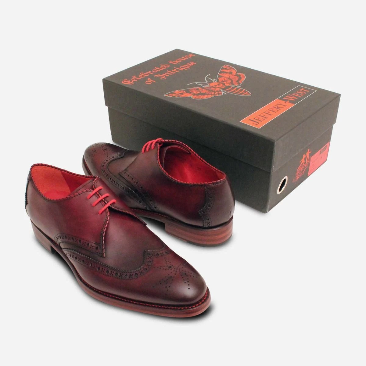 Jeffery West Oxblood Burgundy Diamond Brogue Shoes display picture 3