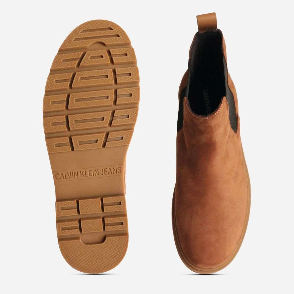 Calvin Klein Premium Tobacco Nubuck Leather Chelsea Boots display picture 1