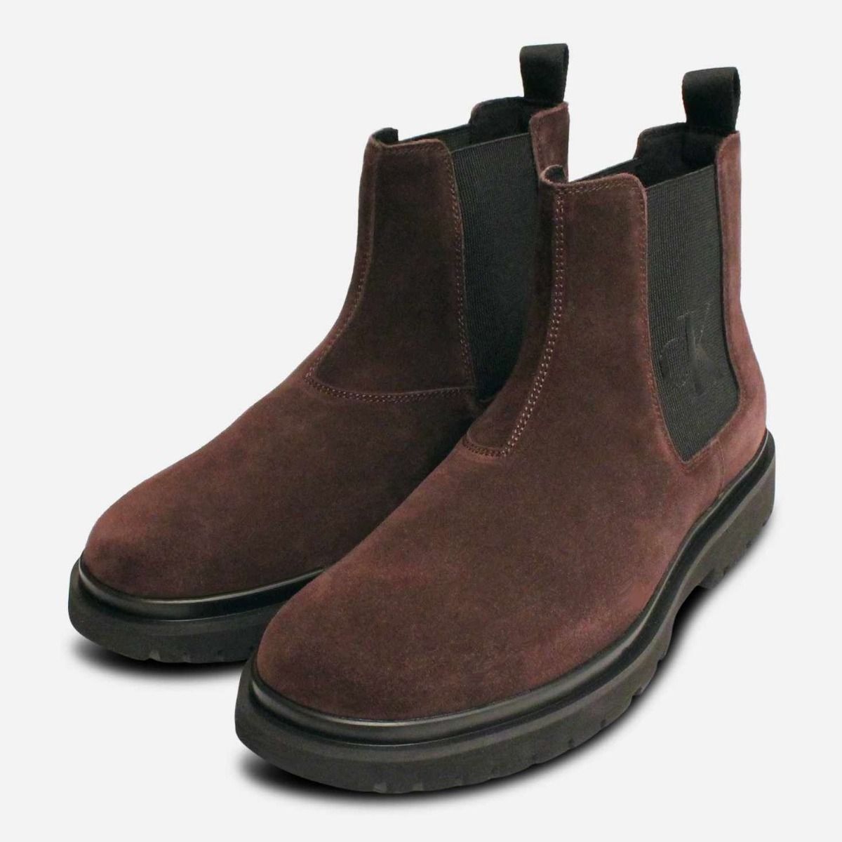 Calvin Klein Premium Brown Suede Mens Chelsea Boots display picture 2