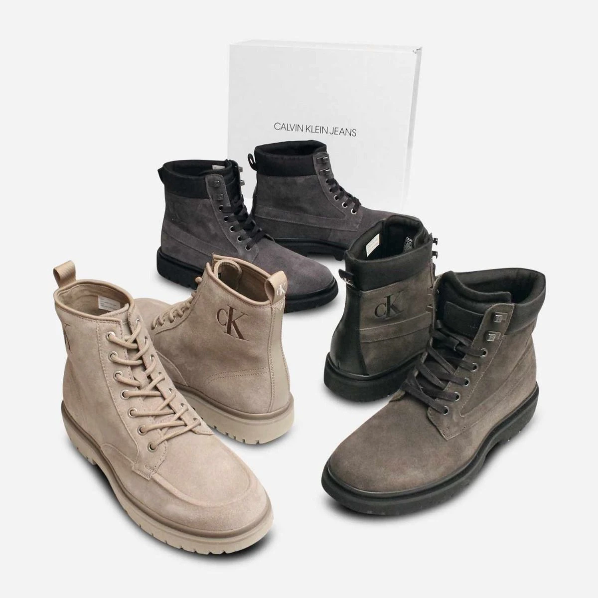 *RARE* Calvin Klein Jeans Gray Leather Boots Calvin Klein Grey Suede Mens Luxury Hiking Boots main image 4