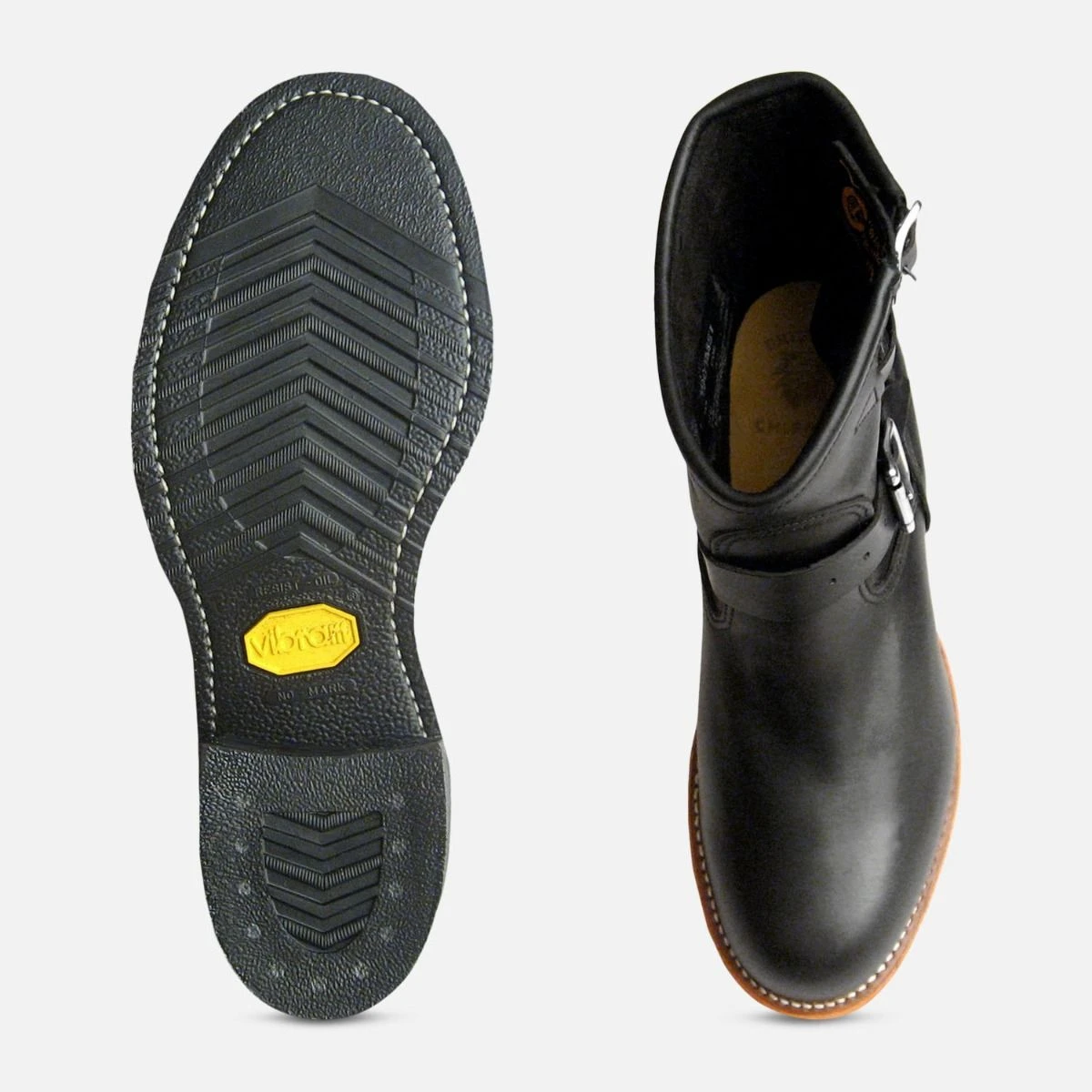 Chippewa Mens Black American Hide Logger Boots with Vibram Sole
