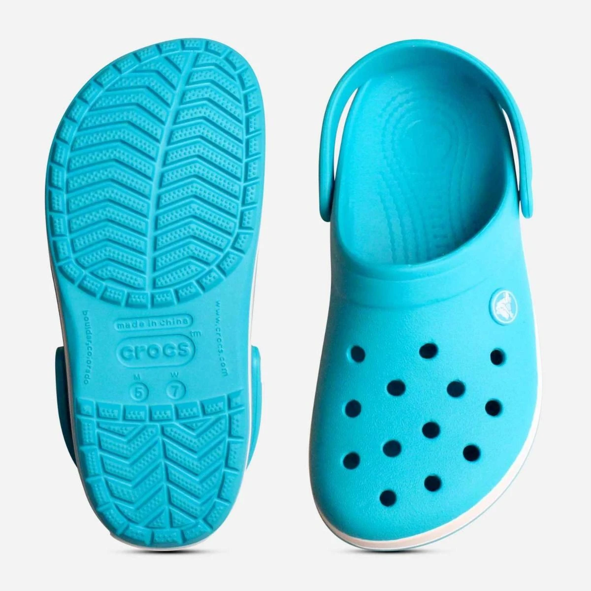 Crocs Turquoise Aqua and White Crocband Designer Clogs